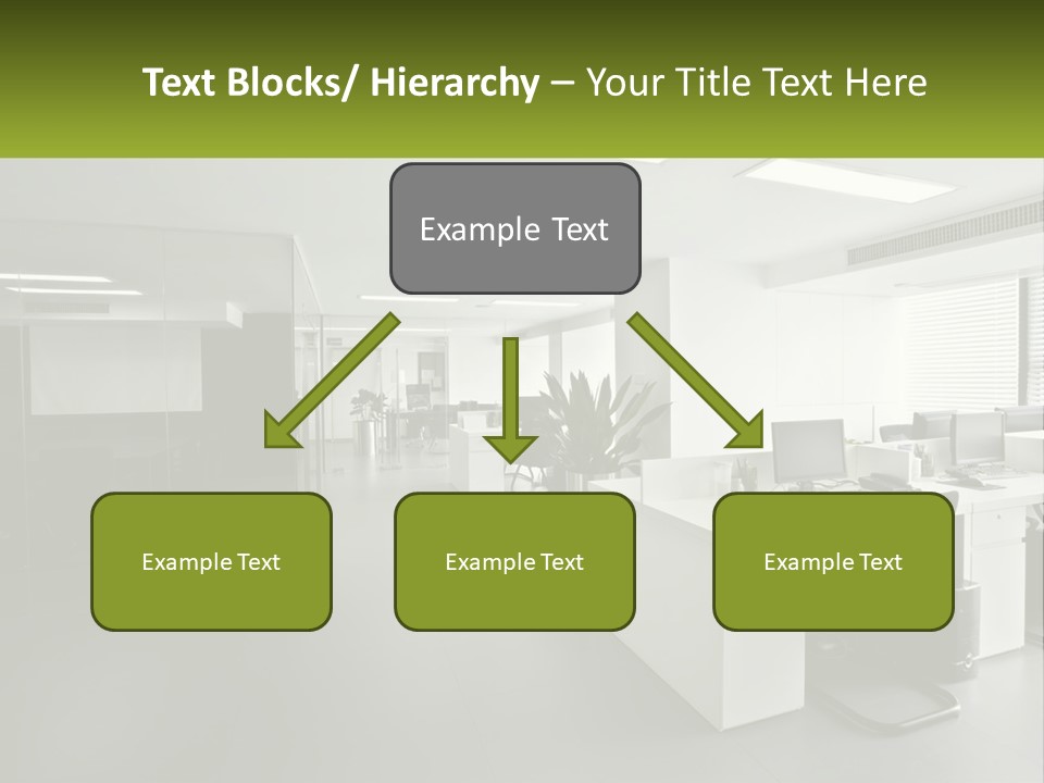 An Office With A Desk And Chairs And A Plant PowerPoint Template
