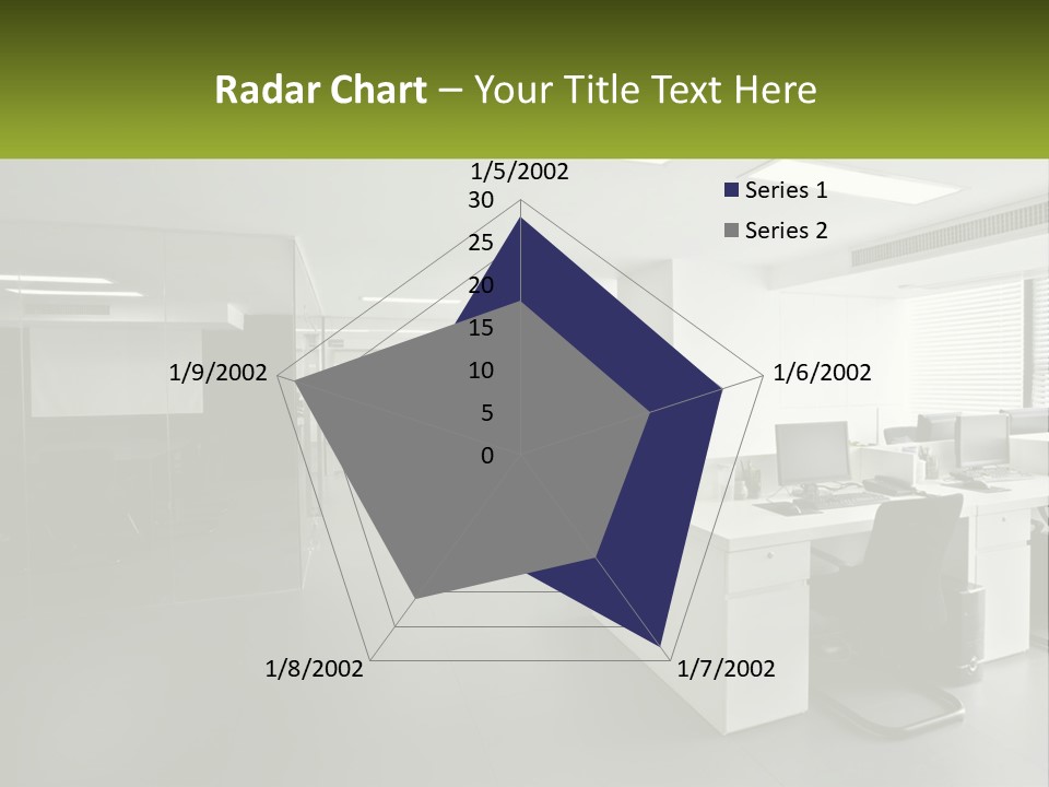 An Office With A Desk And Chairs And A Plant PowerPoint Template