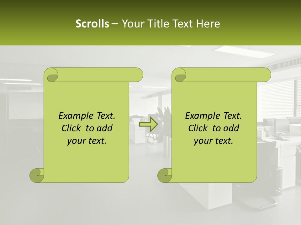 An Office With A Desk And Chairs And A Plant PowerPoint Template