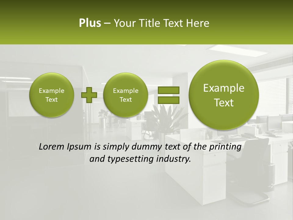 An Office With A Desk And Chairs And A Plant PowerPoint Template