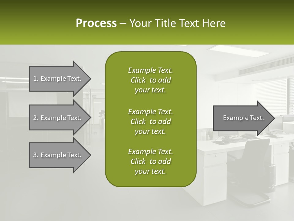 An Office With A Desk And Chairs And A Plant PowerPoint Template