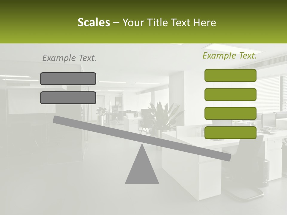 An Office With A Desk And Chairs And A Plant PowerPoint Template
