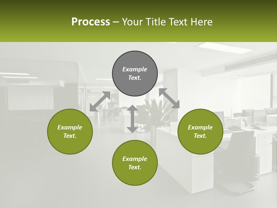 An Office With A Desk And Chairs And A Plant PowerPoint Template