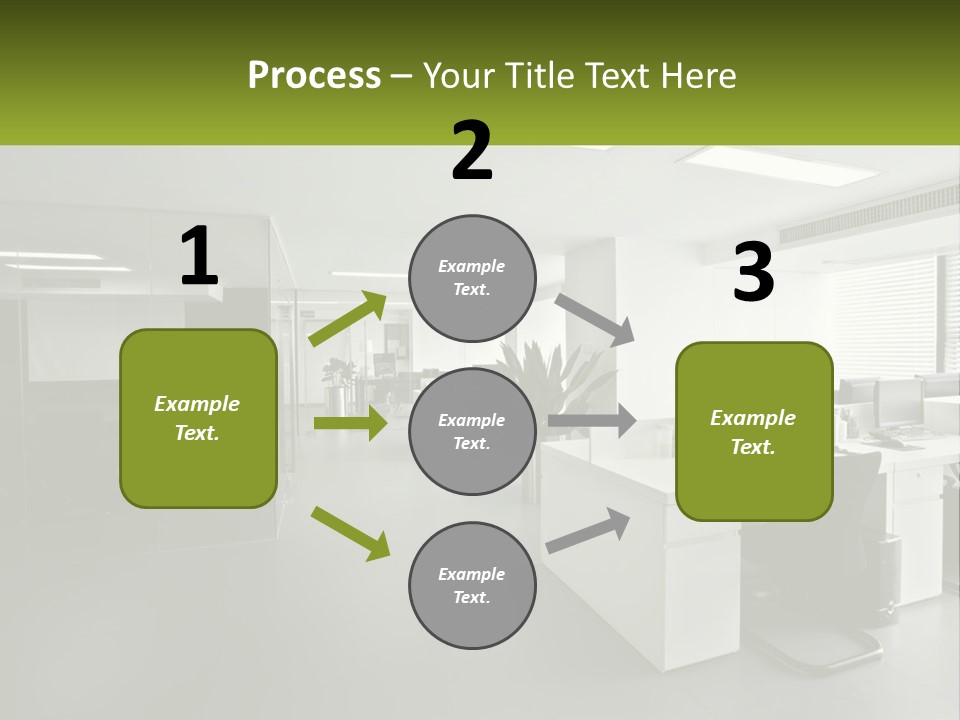 An Office With A Desk And Chairs And A Plant PowerPoint Template