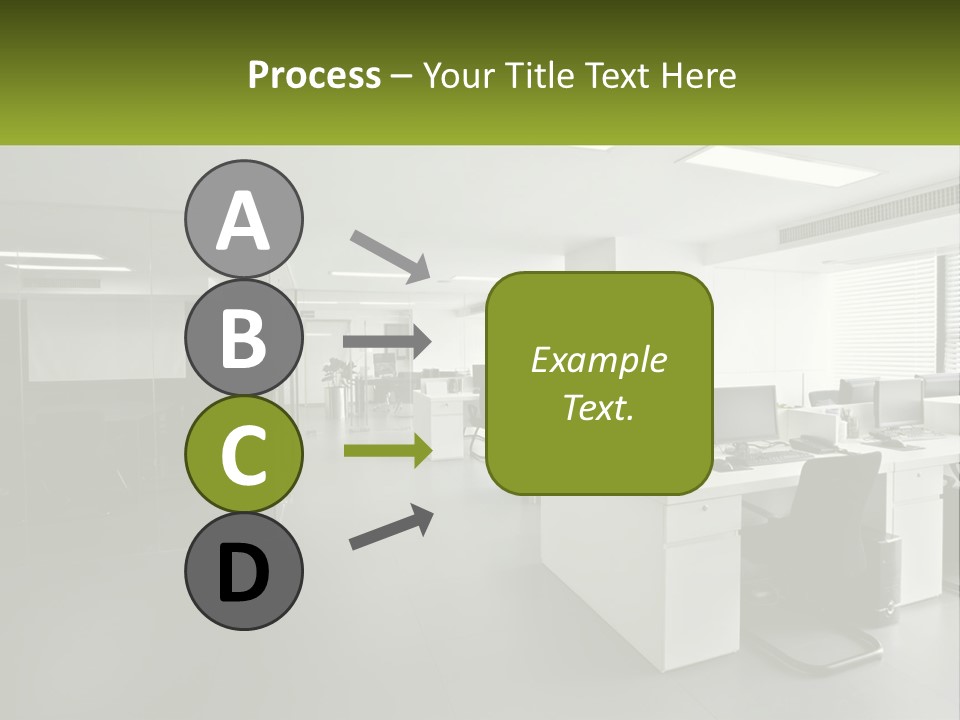 An Office With A Desk And Chairs And A Plant PowerPoint Template