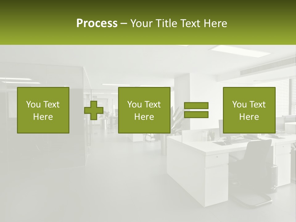 An Office With A Desk And Chairs And A Plant PowerPoint Template