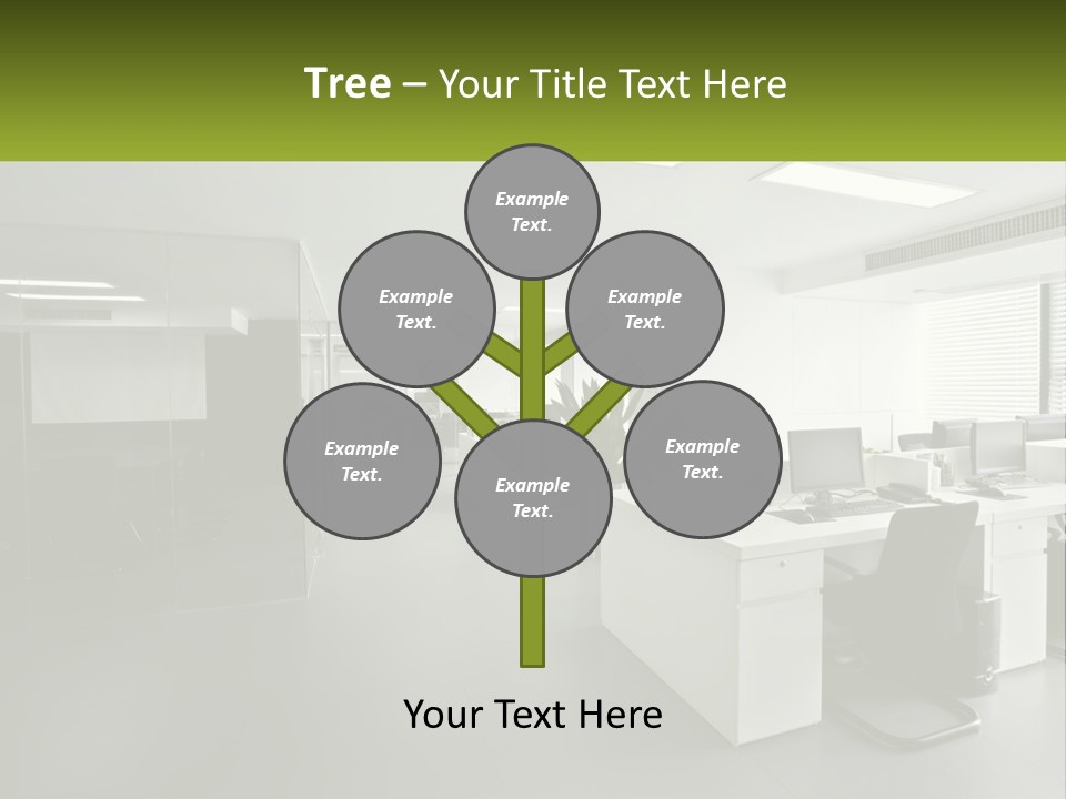 An Office With A Desk And Chairs And A Plant PowerPoint Template