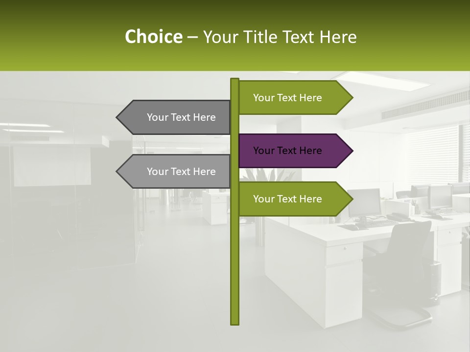 An Office With A Desk And Chairs And A Plant PowerPoint Template
