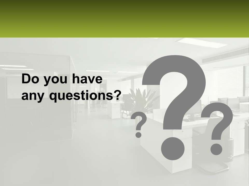 An Office With A Desk And Chairs And A Plant PowerPoint Template