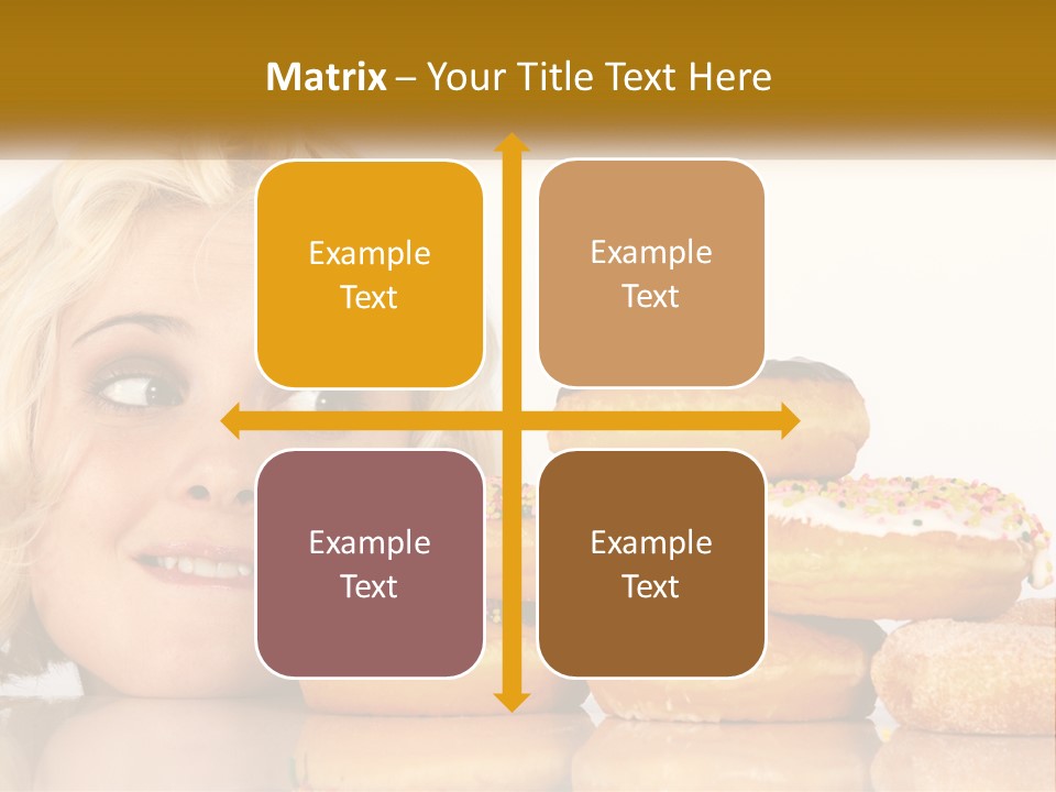A Woman With A Bunch Of Doughnuts In Front Of Her PowerPoint Template