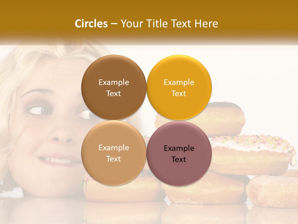 A Woman With A Bunch Of Doughnuts In Front Of Her PowerPoint Template