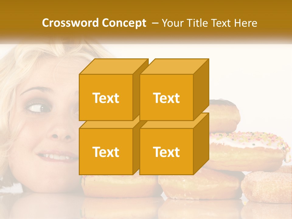 A Woman With A Bunch Of Doughnuts In Front Of Her PowerPoint Template