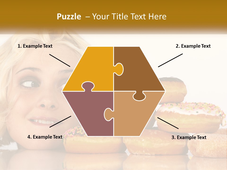 A Woman With A Bunch Of Doughnuts In Front Of Her PowerPoint Template