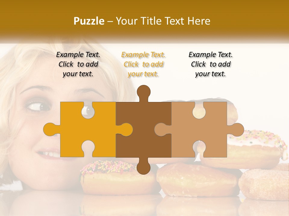 A Woman With A Bunch Of Doughnuts In Front Of Her PowerPoint Template