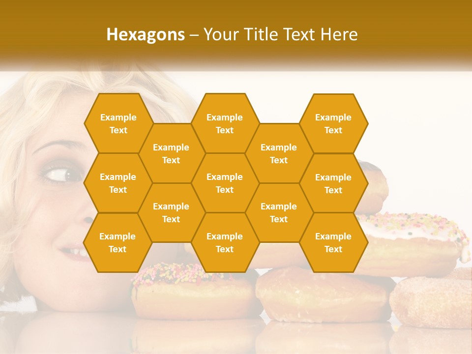 A Woman With A Bunch Of Doughnuts In Front Of Her PowerPoint Template