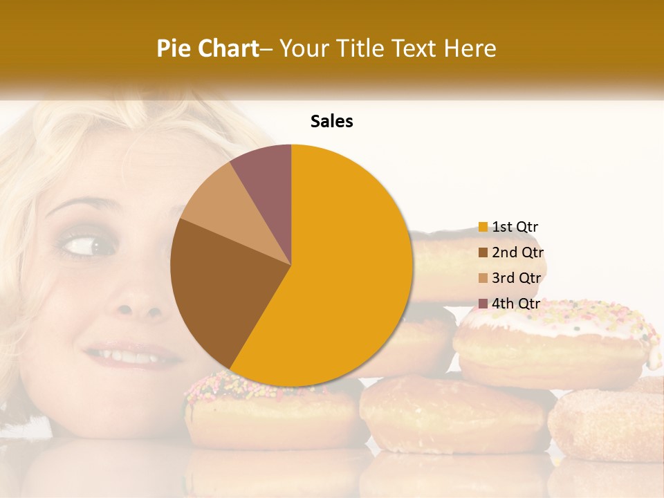 A Woman With A Bunch Of Doughnuts In Front Of Her PowerPoint Template