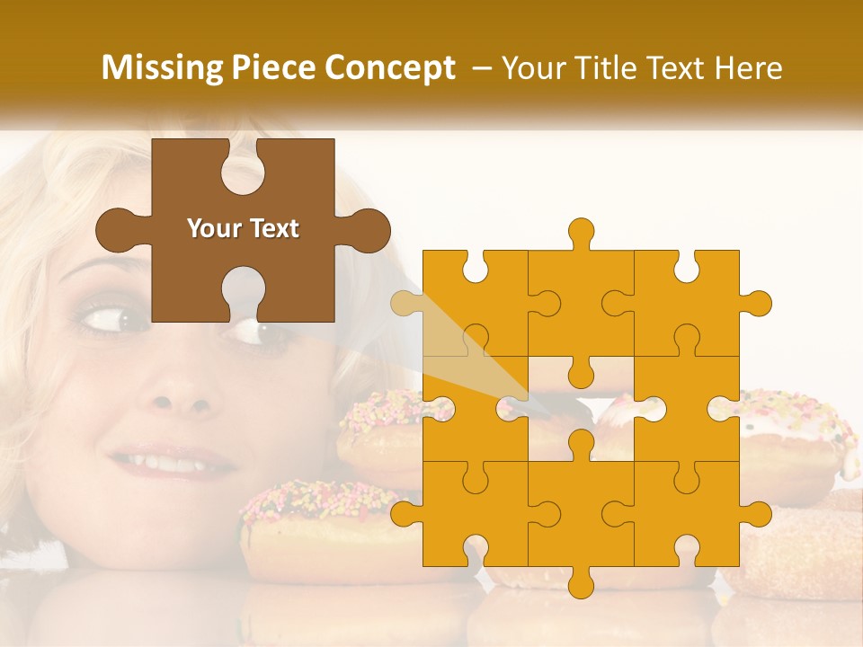 A Woman With A Bunch Of Doughnuts In Front Of Her PowerPoint Template