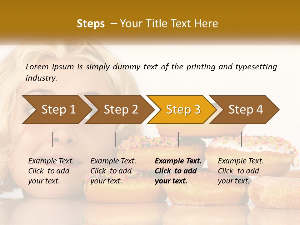 A Woman With A Bunch Of Doughnuts In Front Of Her PowerPoint Template