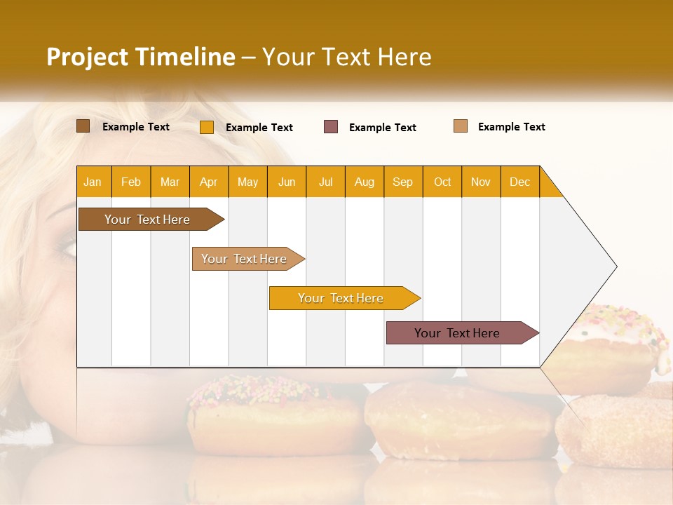 A Woman With A Bunch Of Doughnuts In Front Of Her PowerPoint Template