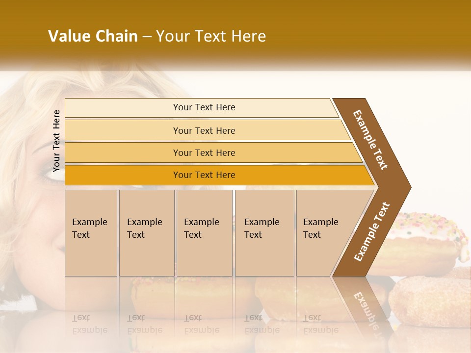 A Woman With A Bunch Of Doughnuts In Front Of Her PowerPoint Template