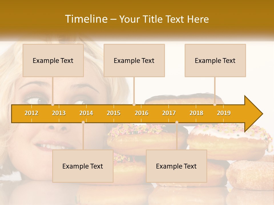 A Woman With A Bunch Of Doughnuts In Front Of Her PowerPoint Template