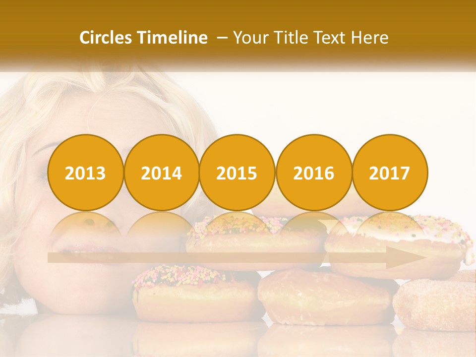 A Woman With A Bunch Of Doughnuts In Front Of Her PowerPoint Template