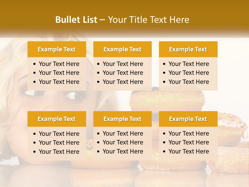 A Woman With A Bunch Of Doughnuts In Front Of Her PowerPoint Template