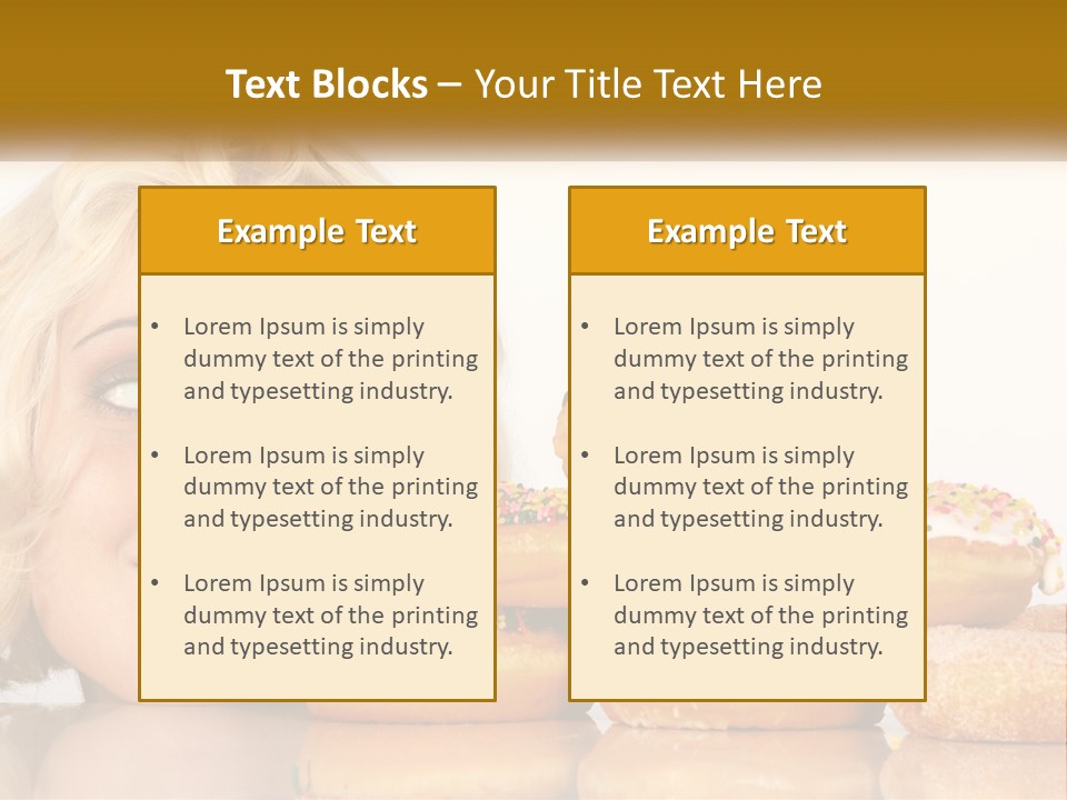 A Woman With A Bunch Of Doughnuts In Front Of Her PowerPoint Template