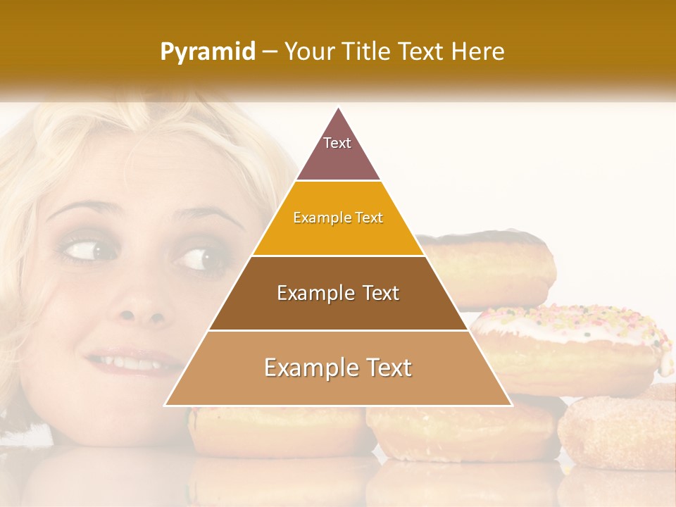 A Woman With A Bunch Of Doughnuts In Front Of Her PowerPoint Template