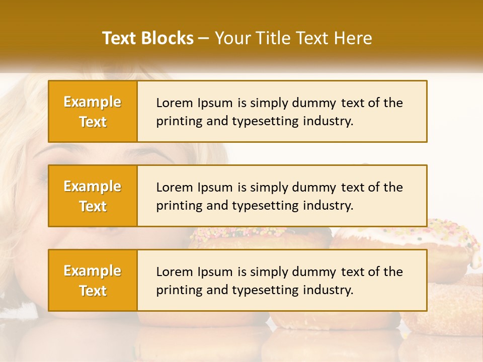A Woman With A Bunch Of Doughnuts In Front Of Her PowerPoint Template