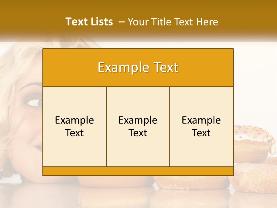 A Woman With A Bunch Of Doughnuts In Front Of Her PowerPoint Template