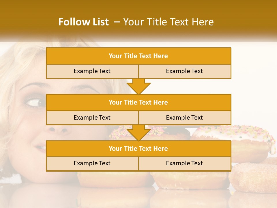 A Woman With A Bunch Of Doughnuts In Front Of Her PowerPoint Template
