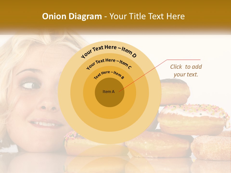 A Woman With A Bunch Of Doughnuts In Front Of Her PowerPoint Template