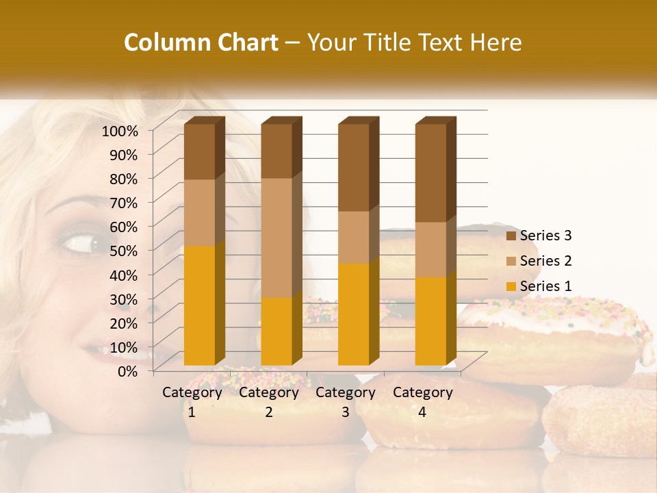 A Woman With A Bunch Of Doughnuts In Front Of Her PowerPoint Template
