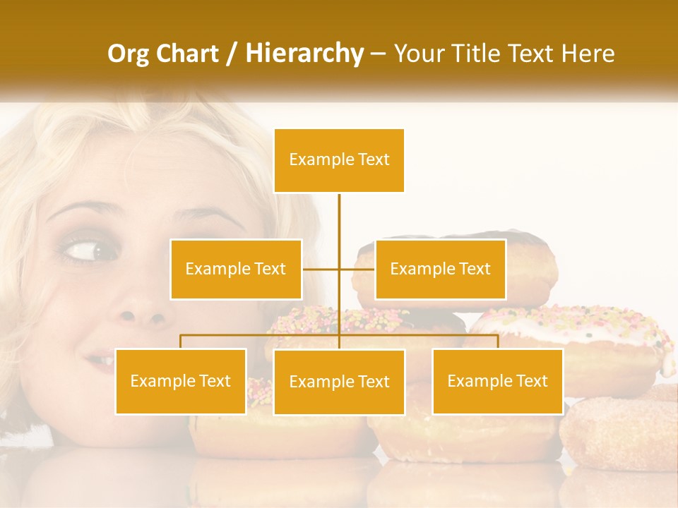 A Woman With A Bunch Of Doughnuts In Front Of Her PowerPoint Template