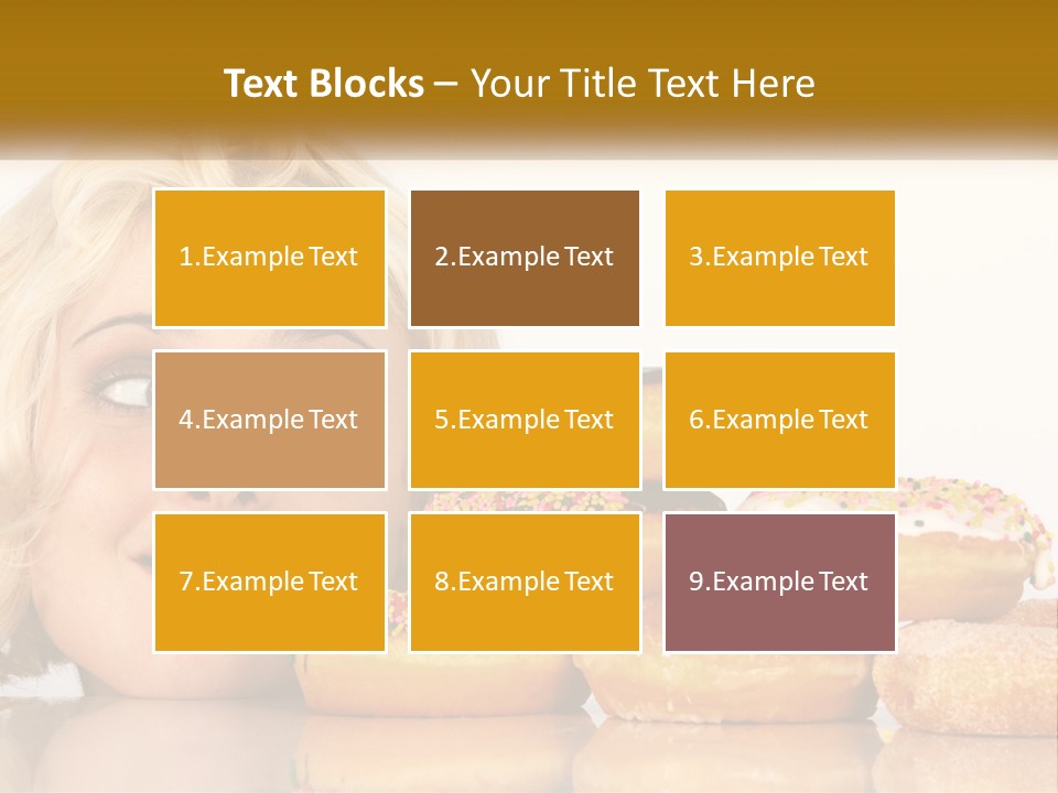 A Woman With A Bunch Of Doughnuts In Front Of Her PowerPoint Template