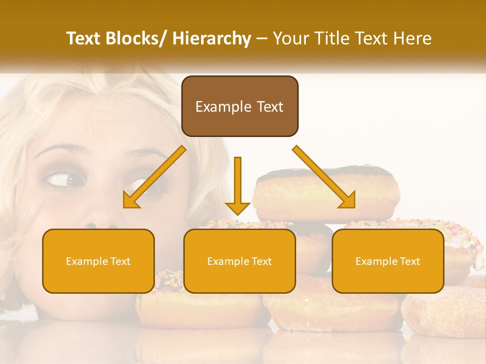 A Woman With A Bunch Of Doughnuts In Front Of Her PowerPoint Template