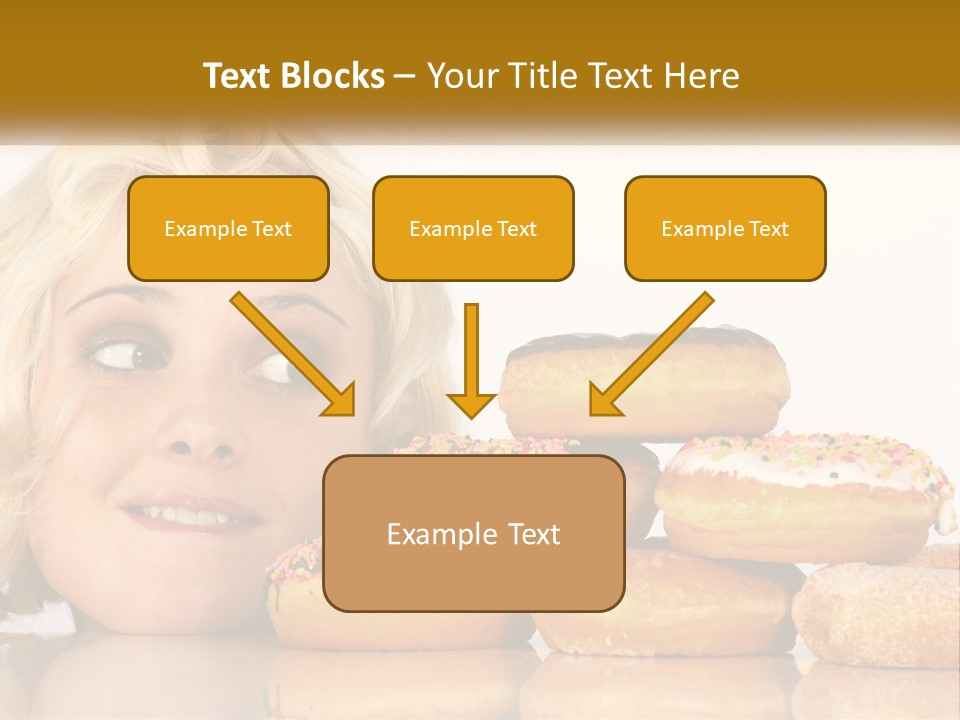 A Woman With A Bunch Of Doughnuts In Front Of Her PowerPoint Template