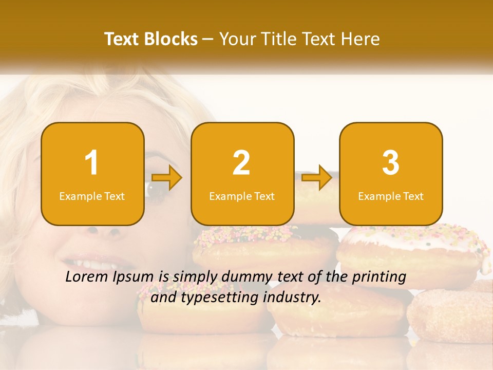 A Woman With A Bunch Of Doughnuts In Front Of Her PowerPoint Template