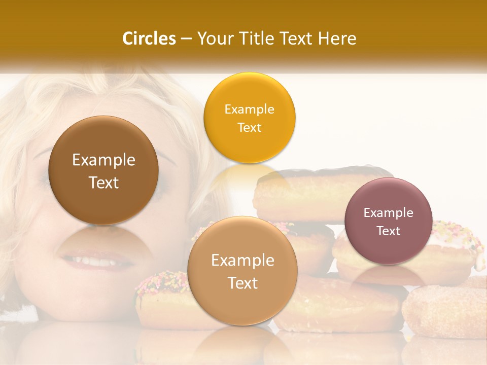 A Woman With A Bunch Of Doughnuts In Front Of Her PowerPoint Template