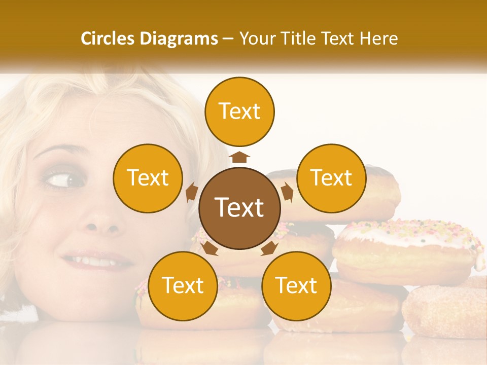 A Woman With A Bunch Of Doughnuts In Front Of Her PowerPoint Template