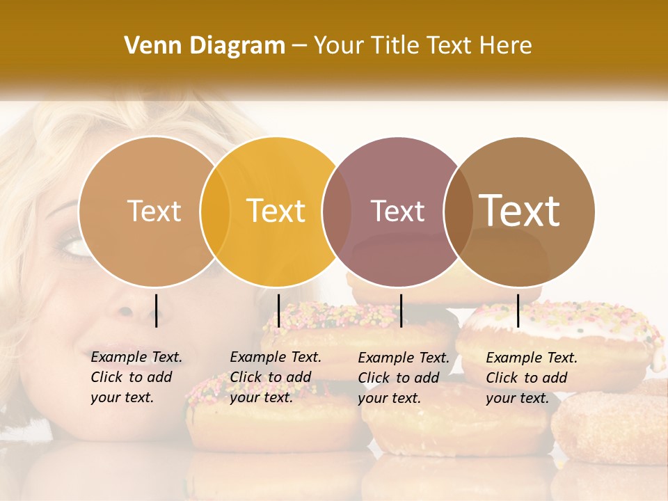 A Woman With A Bunch Of Doughnuts In Front Of Her PowerPoint Template