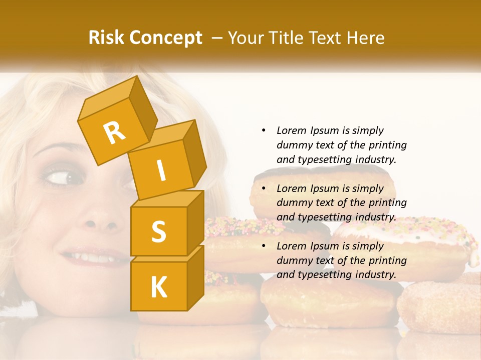 A Woman With A Bunch Of Doughnuts In Front Of Her PowerPoint Template