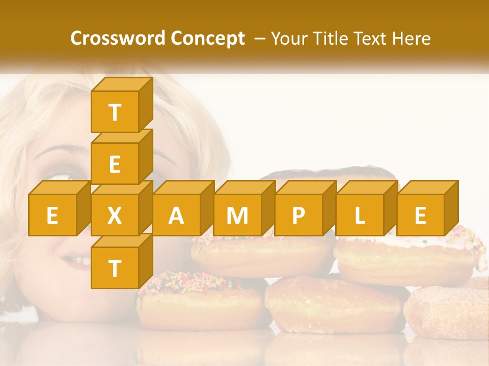 A Woman With A Bunch Of Doughnuts In Front Of Her PowerPoint Template