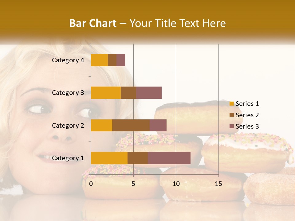 A Woman With A Bunch Of Doughnuts In Front Of Her PowerPoint Template