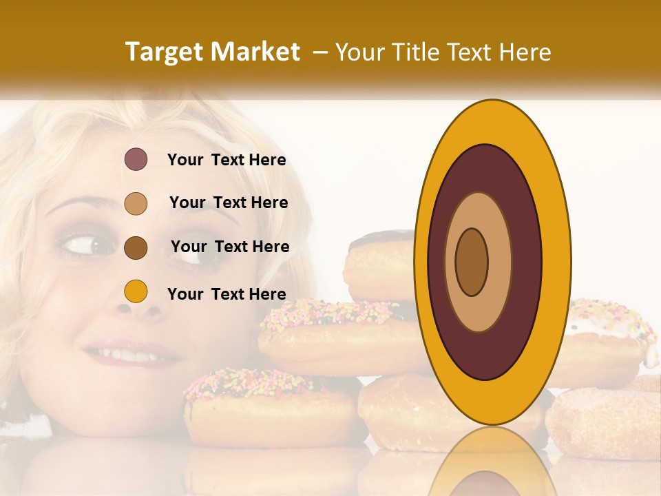 A Woman With A Bunch Of Doughnuts In Front Of Her PowerPoint Template