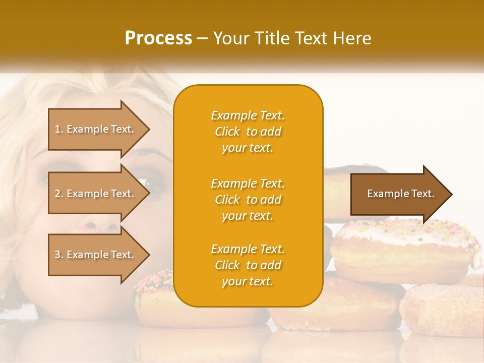 A Woman With A Bunch Of Doughnuts In Front Of Her PowerPoint Template
