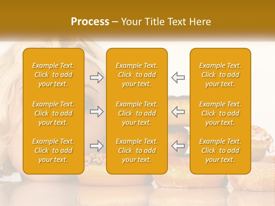 A Woman With A Bunch Of Doughnuts In Front Of Her PowerPoint Template