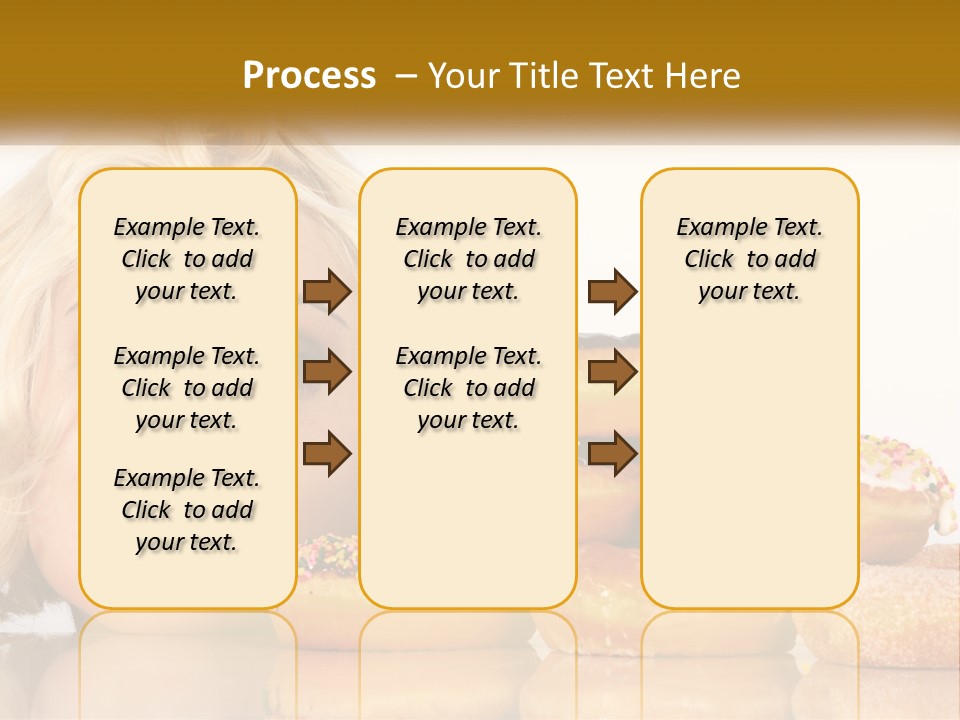 A Woman With A Bunch Of Doughnuts In Front Of Her PowerPoint Template