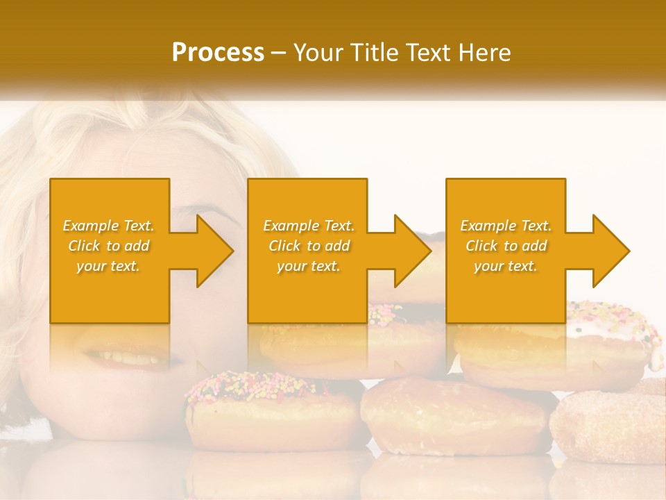 A Woman With A Bunch Of Doughnuts In Front Of Her PowerPoint Template